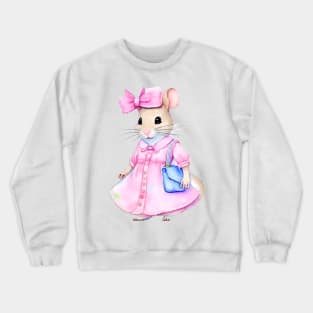 Cute baby mouse in a pink dress Crewneck Sweatshirt